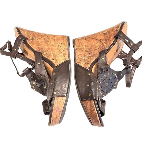 Rue 21 Brown Summer Cork Wedges Size 8/9 - Picture 1 of 9